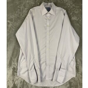 Charles Tyrwhitt Classic Non Iron Dress Shirt Men 16 1/2 36in Purple White Check